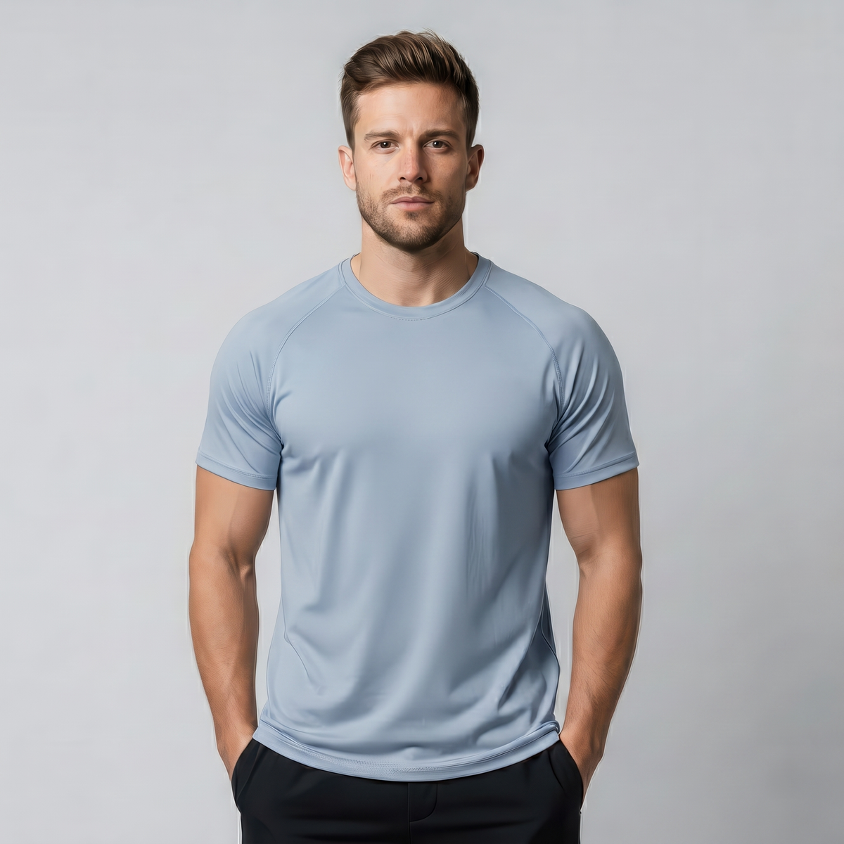 AVERON FitFlex Tee - Light Blue - model raglan